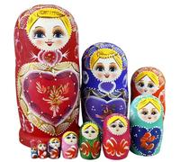 AwnsIMfreien Nesting Dolls 1 Set(10Pcs) Girl Pattern Matryoshka Doll Wooden Colorful Russian Nesting Dolls Stacking Toys for Kids, Home Decoration, for Kids,