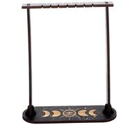 AwnsIMfreien Pendulum Board, Pendulum Holder Black Pine Wood Stand Crystal Display Holder with Tray, Witch Rock Stone Stand Shelf for Wiccan Supplies Style 2
