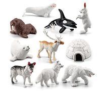 AwnsIMfreien Plastic Animals, 10Pcs Animal Figures for Toddlers, Realistic Cognitive Polar Bear Animal Toys, Simulation Arctic Figures, Desktop Arctic Decor Learning Toy for Boys Girls