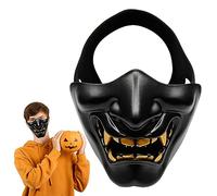 AwnsIMfreien Protective Mask, Evil Half Face Mask Demon Lower Face Protective TPU Golden for Airsoft CS Game Halloween Party Black, Demon Half