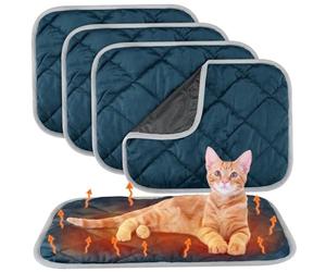AwnsIMfreien Self Warming Cat Pad, 4PCS Self Heating Cat Pad 16x20 inch Soft Cozy Non Slip Warming Mat Washable Pet Mat for Indoor Outdoor Blue