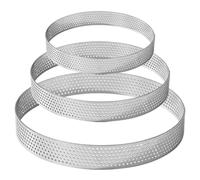 AwnsIMfreien Tart Molds for Baking, 3Pcs Tart Rings, Diameter 10/15/20cm Microperforated Stainless Steel Baking Rings, Perforated for Tarts, Pastry, Cakes, Pizzas Muffins
