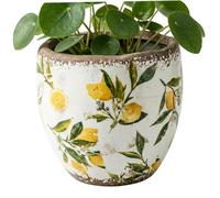 AwnsIMfreien Tuscan Planter, Tuscan Ceramic Planter - Yellow Ceramic Flower Pot with Vintage Crackle Glaze for Indoor Outdoor Garden, Patio, and Home Decor, Flower Pot