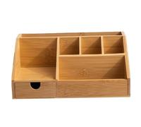 AwnsIMfreien Wood Desk Organizer, Bamboo Desk Organizer, Space-saving Wooden with Drawer, Storage Box, Pencil Box, Tray for Office, Home Office, 9.6 x 5.9 x 4.3in, Bamboo