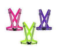 Awnuuw Reflective Vest Running Gear 3Pack, Adjustable Safety Vests High Visible Reflective Belt Straps for Night Running, Outdoor Cycling, Motorcycle, Dog Walking (Pink,Green,Purple)