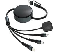 Awnuwuy Retractable Multi Charge Cable for iWatch/Lightning/USB C/Micro 4FT | 100W Fast Charge, Retractable, USB C Data Sync, Apple CarPlay, Android Auto, Wireless iWatch/USB C/Lightning/Micro, Magnetic