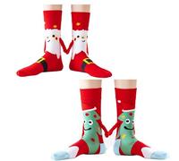 AWOCAN 2PCS Xmas Socks Women Crew Socks Couple Socks Christmas Socks Knit Crew Socks (UK, Alpha, L, Regular, Regular, red+green)