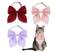 AWOCAN 3PCS Bowtie Dog Collar Dog Collar with Bow Tie Adjustable Dog Bow Tie Collar for Puppy Small Dog Cat for Daily Walking Holiday Party (red+pink+purple)