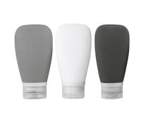 AWOCAN 3pcs Travel Bottles for Toiletries LeakProof Squeezable Refillable Travel Containers Empty Plastic Bottles for Conditioner Shampoo Lotion (Dark Grey + White + Light Grey)