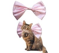 AWOCAN Cat Collar, Big Bow Kitten Cosplay Decoration Dream Cat Adjustable Satin Cute Breakaway Cat Collars for Birthday Party (Pink-1)