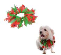 AWOCAN Christmas Dog Cat Collar, Red and Green Pet Costume, Holiday Party Dress for Puppy Kitty (B)