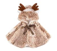 AWOCAN Christmas Puppy Reindeer Costume Dog Xmas Cloak Dog Christmas Costume Reindeer Cat Cape Pet Costume for Cats Small Dogs Kitten Christmas Costume (brown, L)
