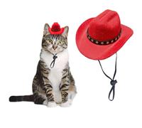 AWOCAN Dog and Cat Cowboy Hat, Mini Pet Costume for Holiday, Halloween, Party Decoration (Red, Small)