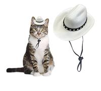 AWOCAN Dog and Cat Cowboy Hat, Mini Pet Costume for Holiday, Halloween, Party Decoration (White, Small)