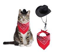 AWOCAN Dog Cowboy Hat Cat Cowboy Hat Mini Cowboy Hat for Dogs Cat Pet Cowboy Costume with Bandana Scarf Holiday Halloween Pet Party Decoration (Black, Small)