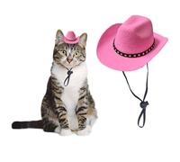 AWOCAN Dog Cowboy Hat Cat Cowboy Hat Pet Cowboy Costume Mini Cowboy Hat for Dogs Cat Holiday Halloween Pet Party Decoration (Pink, Small)