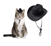 AWOCAN Dog Cowboy Hat Cat Cowboy Hat Pet Cowboy Costume Mini Cowboy Hat for Dogs Cat Holiday Halloween Pet Party Decoration (Black, Small)