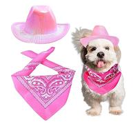 AWOCAN Dog Cowboy Hat Dog CatCostume Bandana West Cowboy Accessories for Pet Metallic Space Shiny Cowboy Hats (Pink)