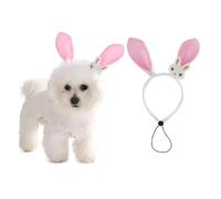AWOCAN Dog Rabbit Ear Headband, Headwear, Easter Bunny Dog Costume, Adjustable Rabbit Ear Headband for Small, Medium and Large Dogs, Pet Hair Accessories Clothing (Pink-HABBIR)