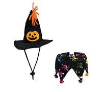 AWOCAN Pet Halloween Witch Hat Dog Cat Collar with Bell Collar Pumpkin Spider web, wheel Print Cloak for Cats and Small Dogs Halloween Pet Costume (B)
