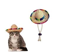 AWOCAN Pet Straw Hat Funny Mexican Sombrero Cap Party Decorations for Birthday for Small Pets, Puppy, Cat