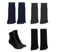 AWOCAN Toe Socks Five Finger Socks Cotton Soft Breathable Running Five Finger Crew Socks for Men Women, Black, navy blue, dark grey, M-L