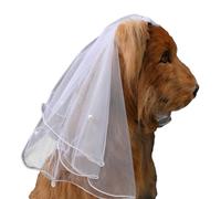 AWOCAN Veil for Dogs Pet Cat Dress Bride Costume with Clip for Wedding Party Decoration Dog Hair Bow Clips Hairpin Headwear Dog Hair Accessories (white-B)