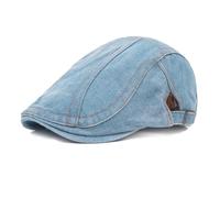 AWOCAN Washed Denim Flat Cap for Men Adjustable Newsboy Caps Shooting Driving Hat Duckbill Ivy Irish Flat Hat Beret Summer Hats (style3-blue)