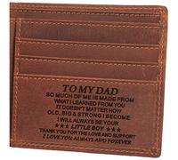 awofer Mens Wallet - Leather Wallets, The Perfect Mens Gift for Dad Son Husband Boyfriend, Anniversary Birthday Father's Day Gifts, style-2-to dad from son, 4.5" x 4'', Vintage