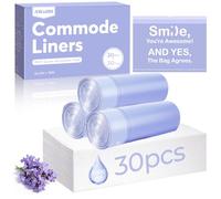 AWoHH 30 Pcs Bedside Commode Liners Bags with Absorbent Pads, Leak-Proof | Lavender Scent, Drawstring Seal, Absorbs 1000 ml, Odour-Free, Fits Commode Chairs, Elderly Care, Travel, Camping