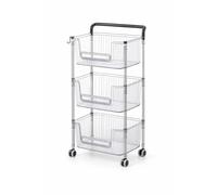 AWOI 3 Tier Clear Plastic Drawer Unit with Wheels, Stackable Rolling Storage Tower Cabinet, Slim Organiser for Bathroom, Bedroom & Kitchen