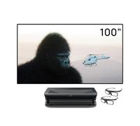 AWOL VISION LTV-3000 Pro Bundle with 100" Matte White Screen and 2-Pack 3D Glasses, 4K UHD HDR10+ Dolby Vision & Atmos Ultra-Short-Throw Triple-Laser Projector, 3000 ISO Lumens, Home Cinema Laser TV