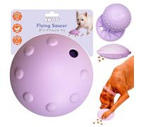 Awoo Flying Saucer Toy - 3-in-1 Silicone Dog Treat Puzzle, Lick Mat and Slow Feeder - for Wet and Dry Food - Dishwasher Safe Pet Toy - Enrichment Game for Dogs up to 30 lbs - Small (Lavender)
