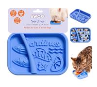 Awoo Sardina - Silicone Dog & Cat Lick Mat + Slow Feeder with Suction Cups - Non-Slip, Dishwasher Safe Pet Dish - Extends Mealtime for Fast Eaters & Reduces Anxiety - for Wet & Dry Food (Cobalt)