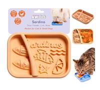 Awoo Sardina - Silicone Dog & Cat Lick Mat + Slow Feeder with Suction Cups - Non-Slip, Dishwasher Safe Pet Dish - Extends Mealtime for Fast Eaters & Reduces Anxiety - for Wet & Dry Food (Melon)