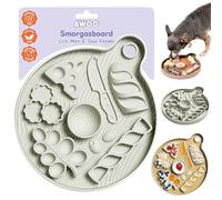 Awoo Smorgasboard - Silicone Dog and Puppy Lick Mat and Slow Feeder with Suction Cups - Non-Slip, Dishwasher Safe Pet Dish - Extends Mealtime for Fast Eaters - for Wet & Dry Food (Sage)