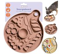 Awoo Smorgasboard - Silicone Dog and Puppy Lick Mat and Slow Feeder with Suction Cups - Non-Slip, Dishwasher Safe Pet Dish - Extends Mealtime for Fast Eaters - for Wet & Dry Food (Toast)