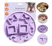Awoo Snackaroni - Silicone Slow Feeder Insert - 5.5" Wide - Works with Your Existing Dog Bowl 5.5" or Larger - Non-Slip, Wet & Dry Food-Compatible Pet Dish - Suction Cups - Dishwasher Safe (Lavender)