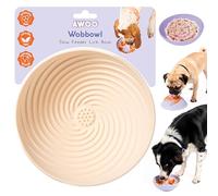 Awoo Wobbowl - Silicone Dog Lick Mat and Slow Feeder Bowl - Dishwasher Safe Pet Dish - Interactive and Engaging for Dogs, Cats, Puppies & Kittens - for Wet & Dry Food (Almond)