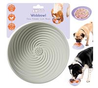 Awoo Wobbowl - Silicone Dog Lick Mat and Slow Feeder Bowl - Dishwasher Safe Pet Dish - Interactive and Engaging for Dogs, Cats, Puppies & Kittens - for Wet & Dry Food (Sage)