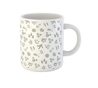 Awowee Coffee Mug Bacteria Bacterium Pattern Doodle Germs Virus Draw Biology Microbe 11 Oz Ceramic Tea Cup Mugs Souvenir for Family Friends Coworkers