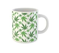 Awowee Coffee Mug Colorful Weed Cannabis Leafs Green Pattern Marijuana Hemp Medical 11 Oz Ceramic Tea Cup Mugs Best Gift Or Souvenir For Family Friends Coworkers