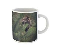 Awowee Coffee Mug Green Animal Scottish Wildcat in the Undergrowth Beauty Britain 11 Oz Ceramic Tea Cup Mugs Best Gift Or Souvenir For Family Friends Coworkers