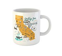 Awowee Coffee Mug San of California Map Tourist Attractions Travel Flag Francisco 11 Oz Ceramic Tea Cup Mugs Best Gift Or Souvenir For Family Friends Coworkers