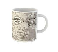 Awowee Coffee Mug Vintage Sea Map Compass and Sailing Ship Perfect Nautical 11 Oz Ceramic Tea Cup Mugs Best Gift Or Souvenir For Family Friends Coworkers
