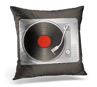 Awowee Cushion Cover 45x45cm/18x18inches Analogue Realistic Music Gramophone Vinyl Record Audio Circle Classic Home Decor Throw Pillow Cover Square Pillowcase for Bed Sofa