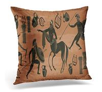 Awowee Cushion Cover 45x45cm/18x18inches Ancient Greece Scene Black Figure Pottery Greek Mythology Centaur Home Decor Throw Pillow Cover Square Pillowcase for Bed Sofa