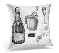Awowee Cushion Cover 45x45cm/18x18inches Champagne Glass Bottle Ice Bucket and Explosion Alcohol Drink Home Decor Throw Pillow Cover Square Pillowcase for Bed Sofa
