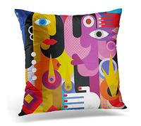 Awowee Cushion Cover 45x45cm/18x18inches Picasso Man and Woman Romantic Dinner Modern Abstract Painting Home Decor Throw Pillow Cover Square Pillowcase for Bed Sofa