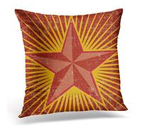 Awowee Cushion Cover 45x45cm/18x18inches Propaganda Red Star Soviet Communism Military Russia Army Badge Home Decor Throw Pillow Cover Square Pillowcase for Bed Sofa